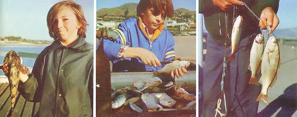 LEFT: Trophies such as this one can be hauled in on simple hand lines and other inexpensive tackle. CENTER: Gutting fish is an unpleasant but necessary chore. Some anglers clean as they catch, others wait until day's end. RIGHT: A string of piscatorial delicacies destined for the dinner table.
